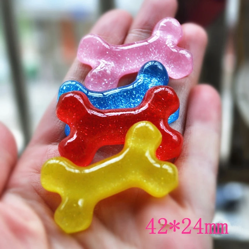 

Diy Craft Hair Accessory 20Pcs Mixed Flat Back Resin Cabochon Gilitter Dog Bones