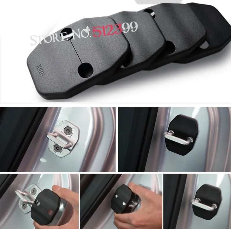 4pcs Black plastic Car Door Lock Protective Cover trim Protector FOR BMW 5 SERIES G30 2017