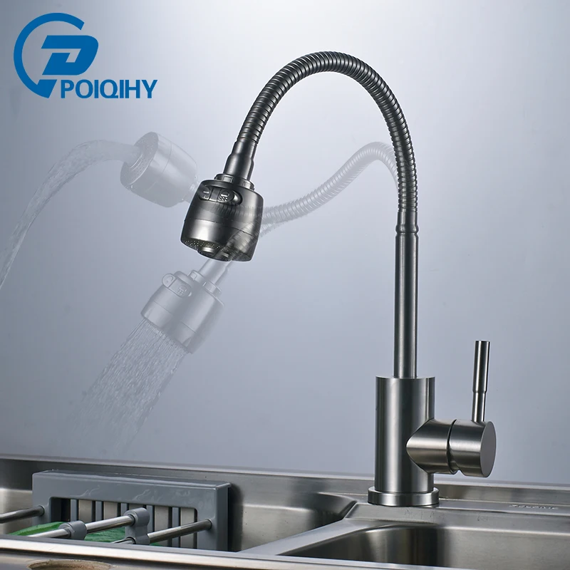 

360 Degree Swivel Kitchen Faucet Single Handle Stainless Steel Mixer Tap Faucet