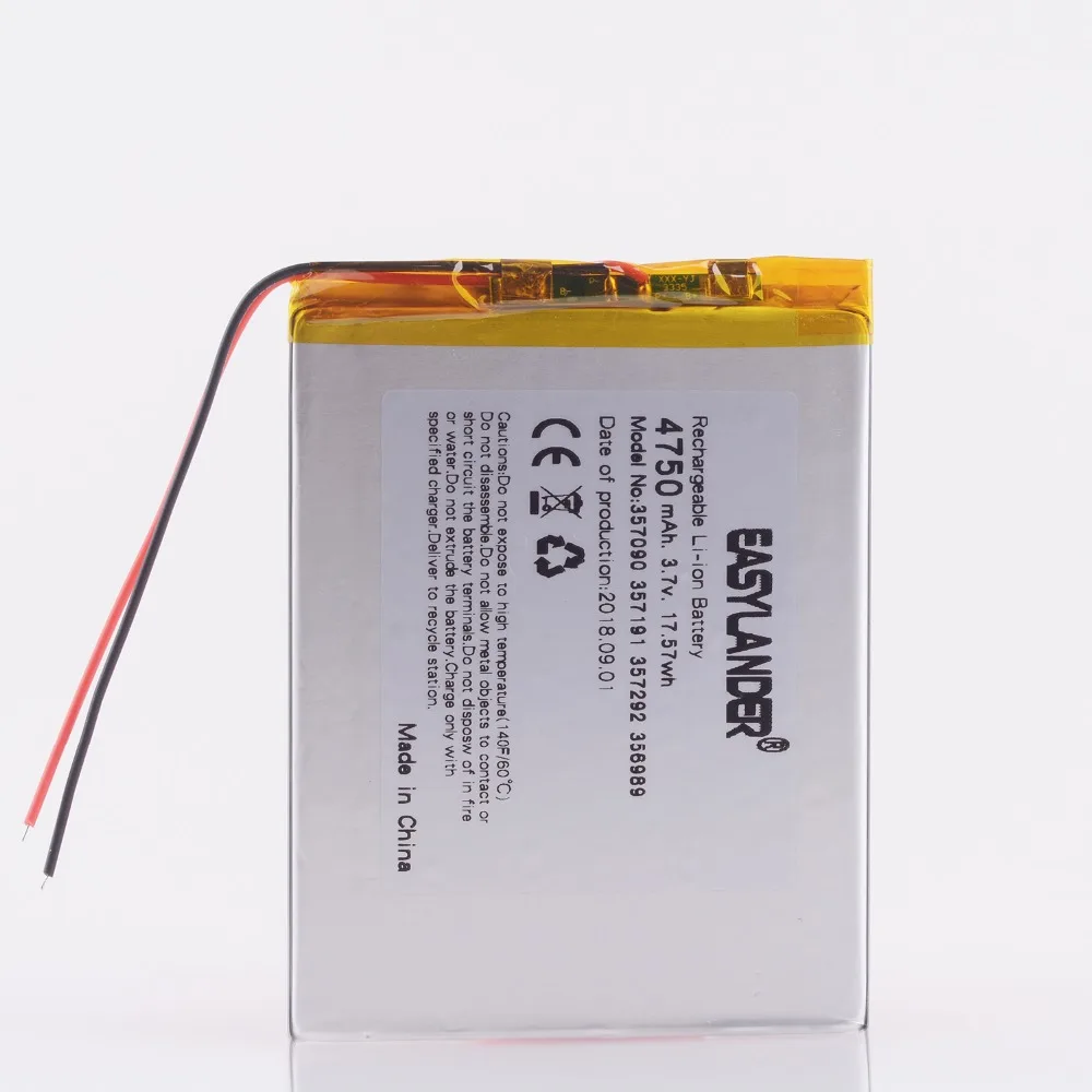 357090 3,7 V 4750mAh перезаряжаемый литий-полимерный аккумулятор для планшетных ПК cube U25GT U51GT talk7x 4G N12 N10 Suo Lixin S18 Talk 7x