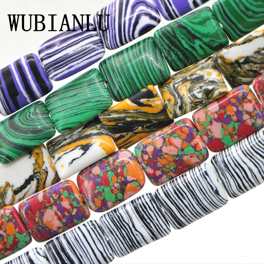 WUBIANLU 2 шт. черно-белые бусины из турецкого халцедона прямоугольные свободные для