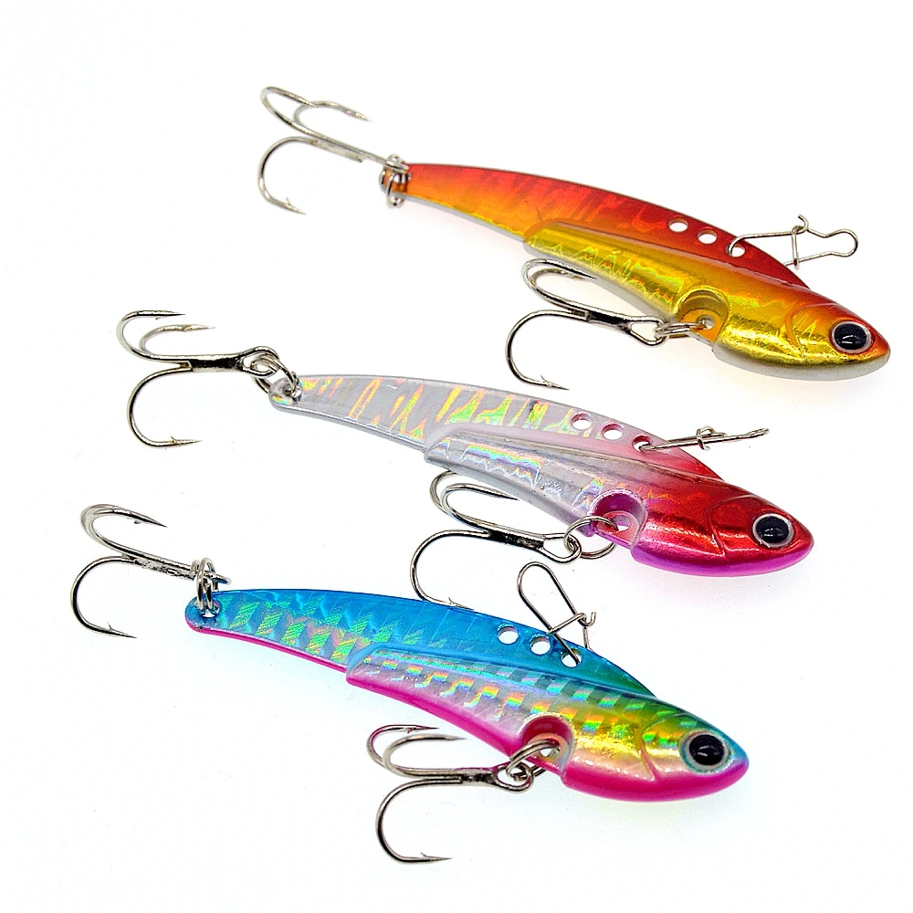  Perfect design 6cm 20g Metal VIB Fishing Lure Lead Bait with 2 Hooks All Swimming Layer 3 Colors Op