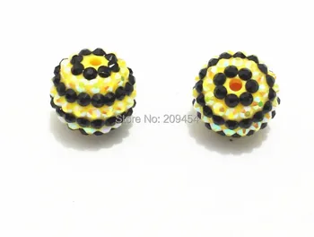 

Newest !! 22mm 100pcs/lot Yellow With Black Stripe Resin Rhinestone Beads
