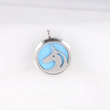 

30mm Screws Stainless Steel Essential Oil Diffuser Locket Pendant Unicorn Perfume Aromatherapy Pendant for Women Jewelry Making