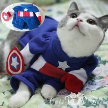 Капитан Америка, одежда для домашних питомцев; Кошки Одежда с принтом в виде собак