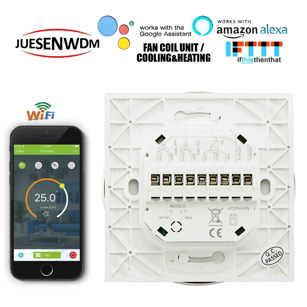 3A центральной Кондиционер фанкойл Wi Fi беспроводной комнатный термостат для