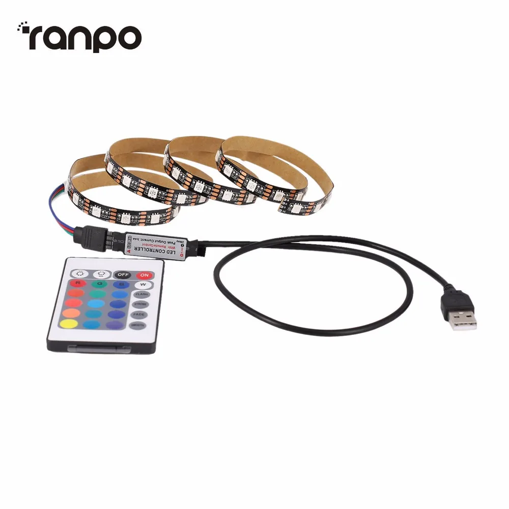

5V 5050 SMD RGB LED Strip Light TV Back Lighting +USB 24Key Remote HDTV TV Desktop LCD Screen PC Backlight Bias lighting 1M 5M