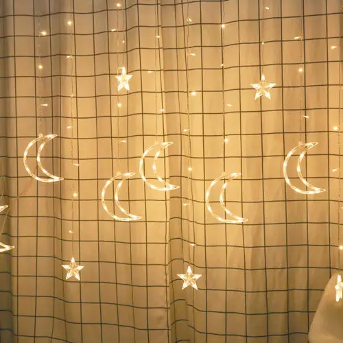 Светильник в виде звезды, Луны, феи, светодиодный светильник для занавесок, гирлянда, 3,5 м, рождественские украшения