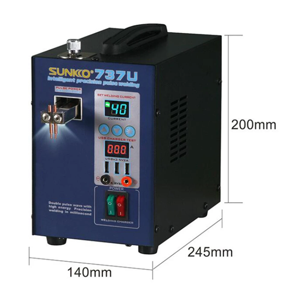 SUNKKO 737U маленькое домашнее мобильное зарядное устройство сокровище 18650 литий-ионный аккумулятор для зарядки батареи точечная сварочная машина