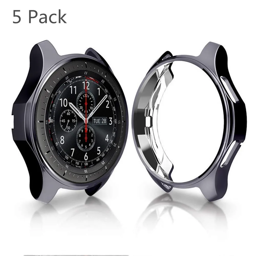 

5 pack 46mm watch cases for samsung gear S3 frontier replacement TPU All-Around protective bumper shell cover frame edges around