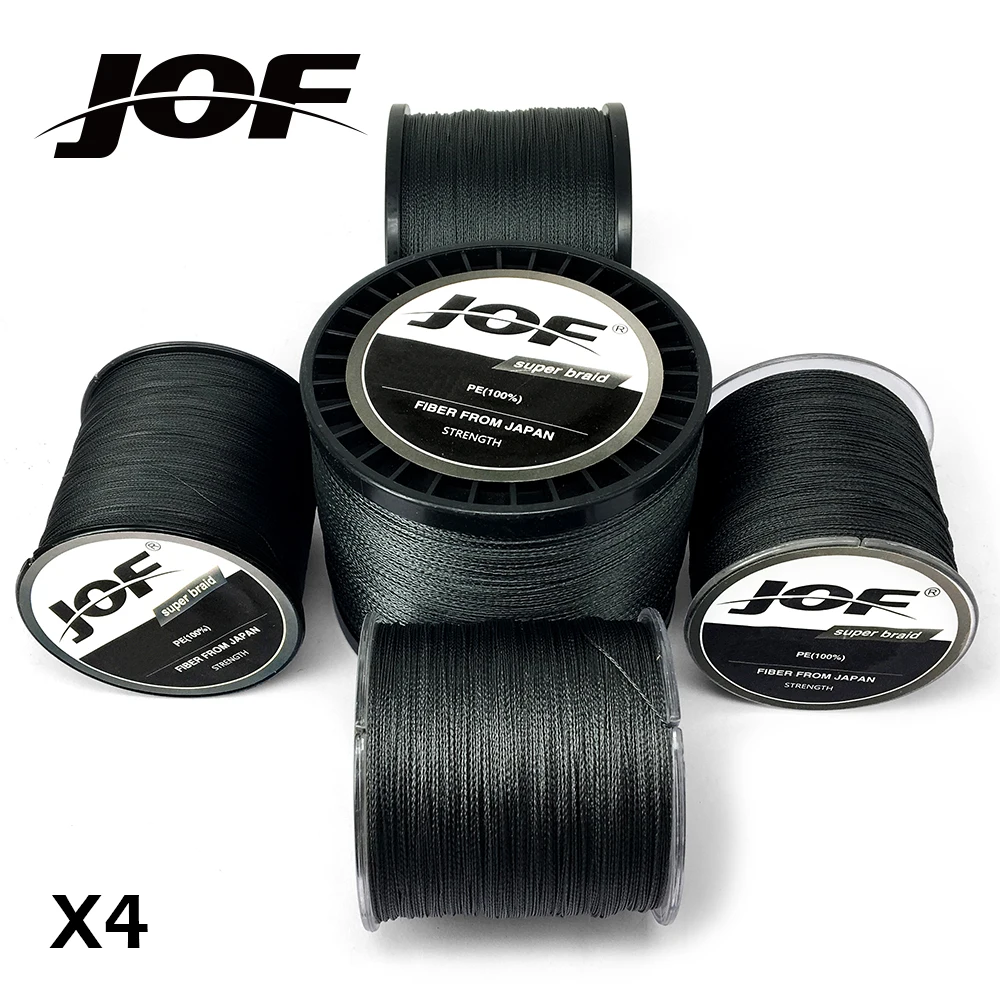 JOF 4 Strands 100M 300M 500M 1000M PE Black Braided Fishing Line Sea