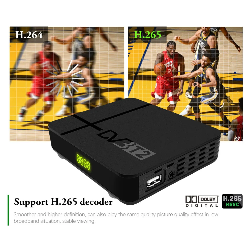 DVB T2 наземные цифровые приемники с портом RJ45 H.265 HD ТВ тюнер поддержкой порта Youtube