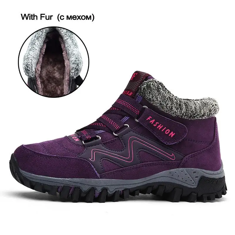 Cajacky/Брендовые мужские зимние ботинки размера плюс 46; Новые мужские ботинки на меху; зимние ботинки унисекс; теплая плюшевая обувь; ботинки с высоким берцем; сезон осень - Цвет: Фиолетовый