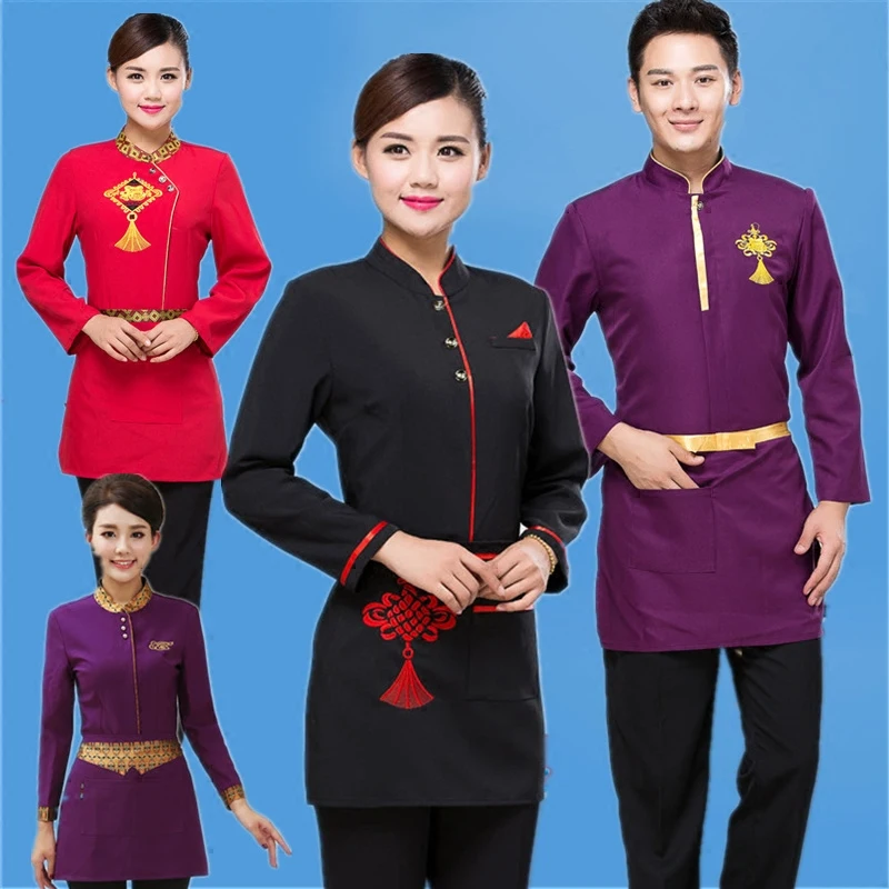 

China Style National Work Clothers Versatile Shirts Catering Uniforms Chinese Restaurant Uniform Waiters Uniforms Unisex J006