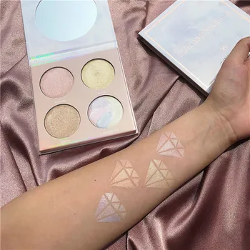 

4 Colors Luminous Metallic Eyeshadow Palette Glitter Shimmer EyeShadow Pallete Highliter Makeup Palette Brighten Face ContourKit