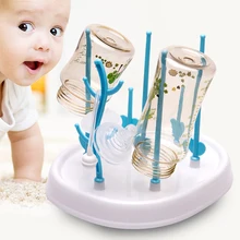 Синий стеллаж для просушки бутылки младенца Кормление Дерево бутылки сушилка для хранения полка для сосок детская соска для кормления чашки держатель инструмента
