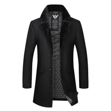 2017 new Top Quality Parka men Jacket Coat Overcoats Male Wool Blends Outerwear Rabbit Fur Collar Styel Autumn and winter