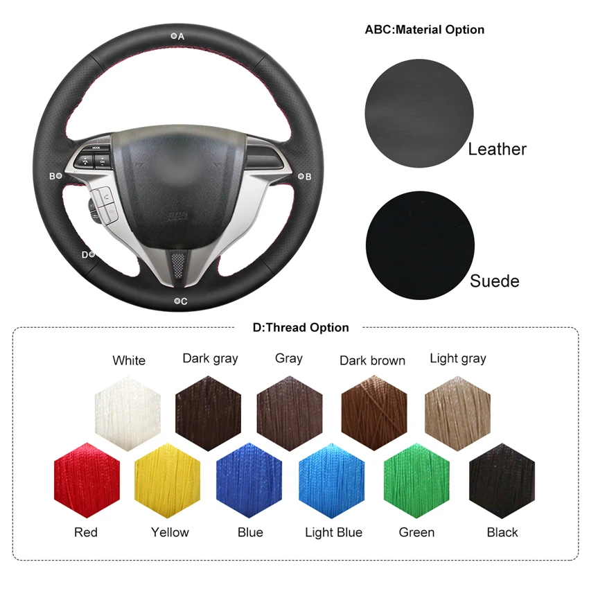 Чехол на руль из натуральной кожи для Honda Accord 8 Coupe 2008 2012 Crosstour 2012|leather steering wheel