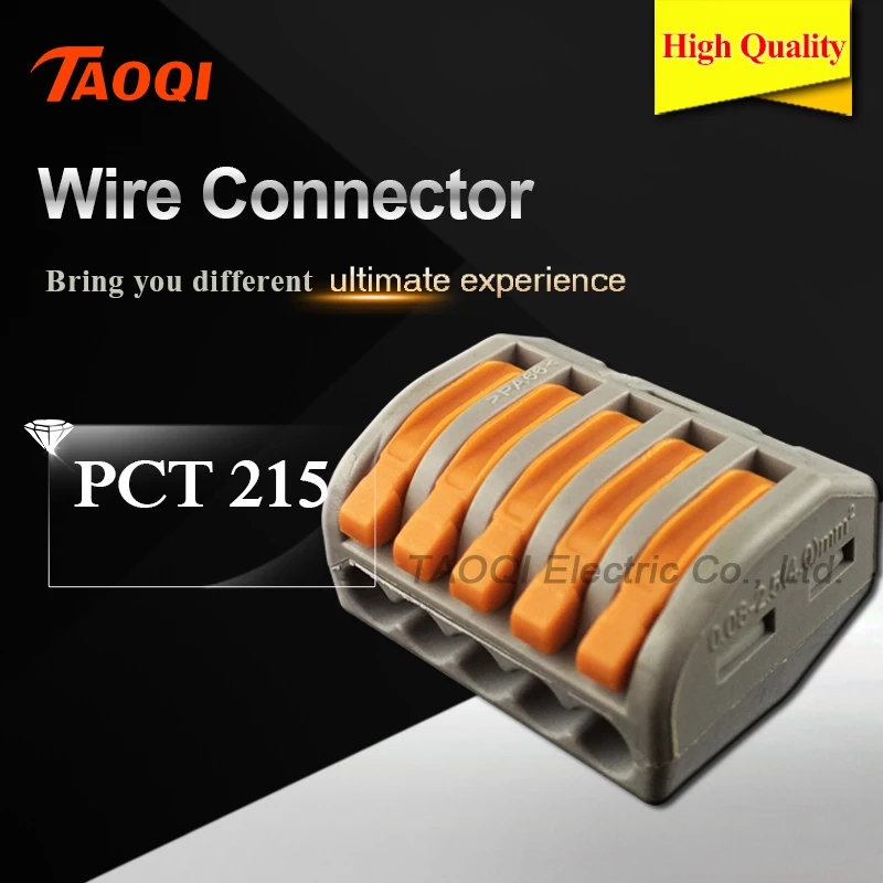 

PCT-215 1pieces/lot 222-415 Universal Compact Wire Wiring Connector 5 pin Conductor Terminal Block with Lever 0.08-2.5mm2