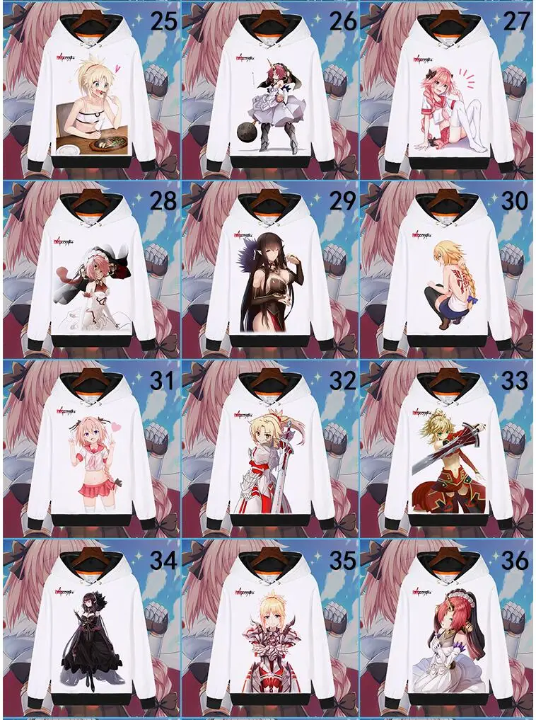 Модные толстовки с капюшоном с рисунком из аниме Fate/Апокриф Astolfo Жанны д 'Арк Косплэй Белый свитшот осень унисекс с капюшоном пуловеры, пальто, топы