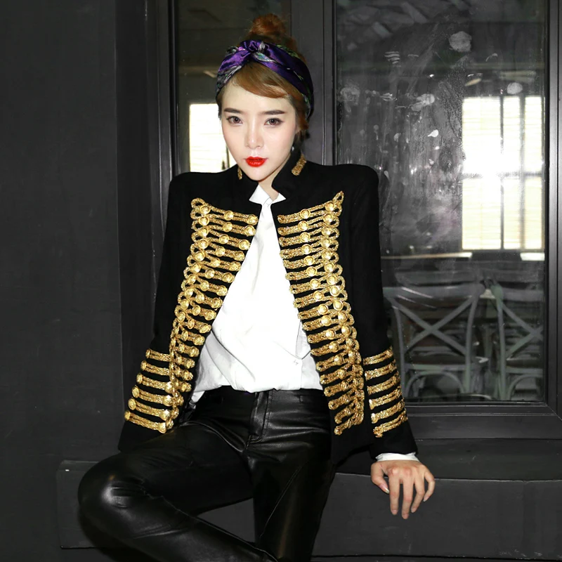 Or Laine C71 Femmes Noir Boutonnage De Militaire Mélange À Vestes Black Rétro Uniforme Double qEHErPCwn