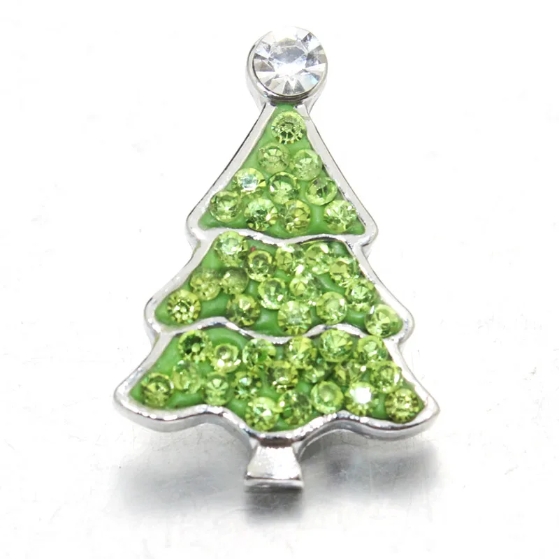 

10 Pcs/lot Christmas tree Snap Cryatsl Round Button Bracelet Bangles Fit 18mm Snap Buttons Charm Bracelets Jewelry 050505