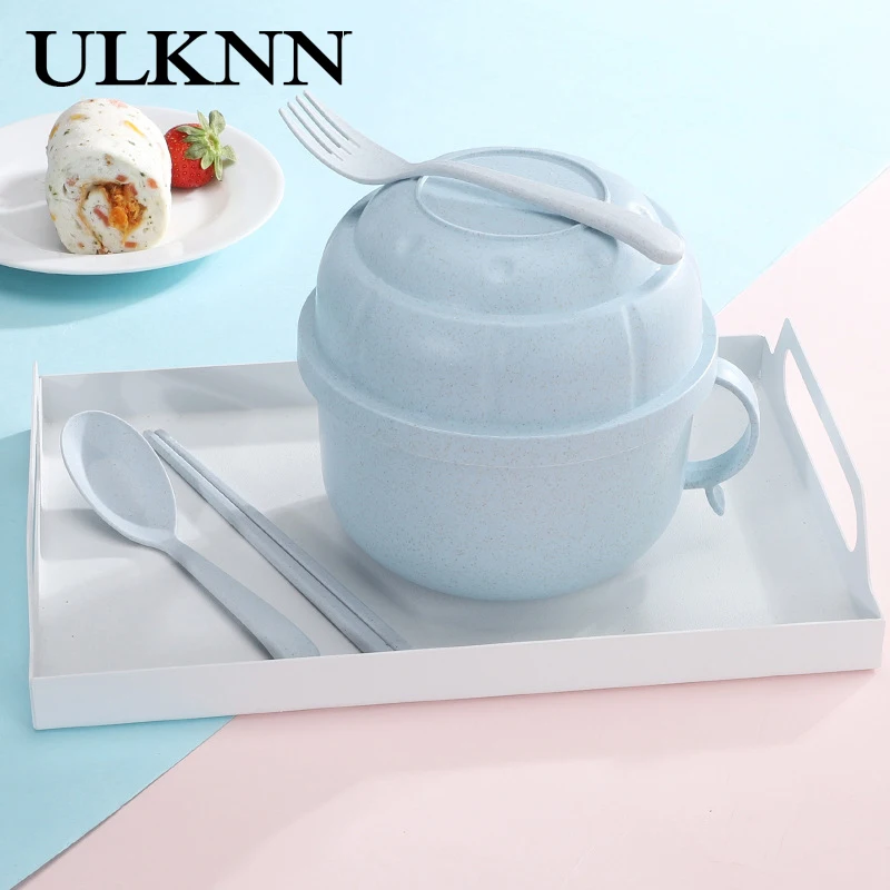 

ULKNN Wheat Meal Cup Anti Scalding Handle Non Slip Bottom Microwave Oven Heating Dexterous Portable Solid Colors Wheat Meal Cup