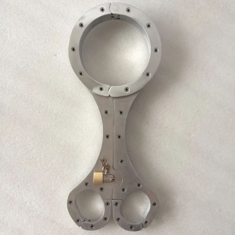 High quality metal bondage restraints neck collar and hand cuffs erotic
