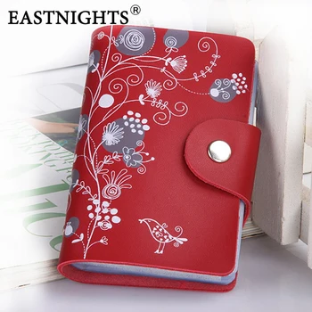 EASTNIGHTS 2017 card holder genuine leather business card holder women leather wallet credit card holder book ID card case