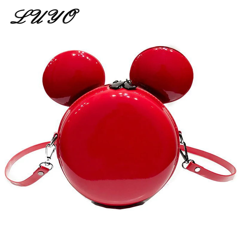 

2018 Personality Mickey Pu Leather Fashion Small Circle Luxury Handbags Crossbody Bags For Women Designer Girl Shoulder Bag