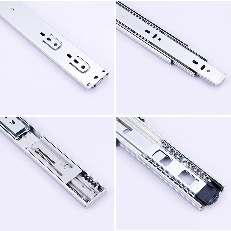 

Newest 10inch Mute Steel Damping Buffer Three Section Drawer Slide Soft Self Closing Runner