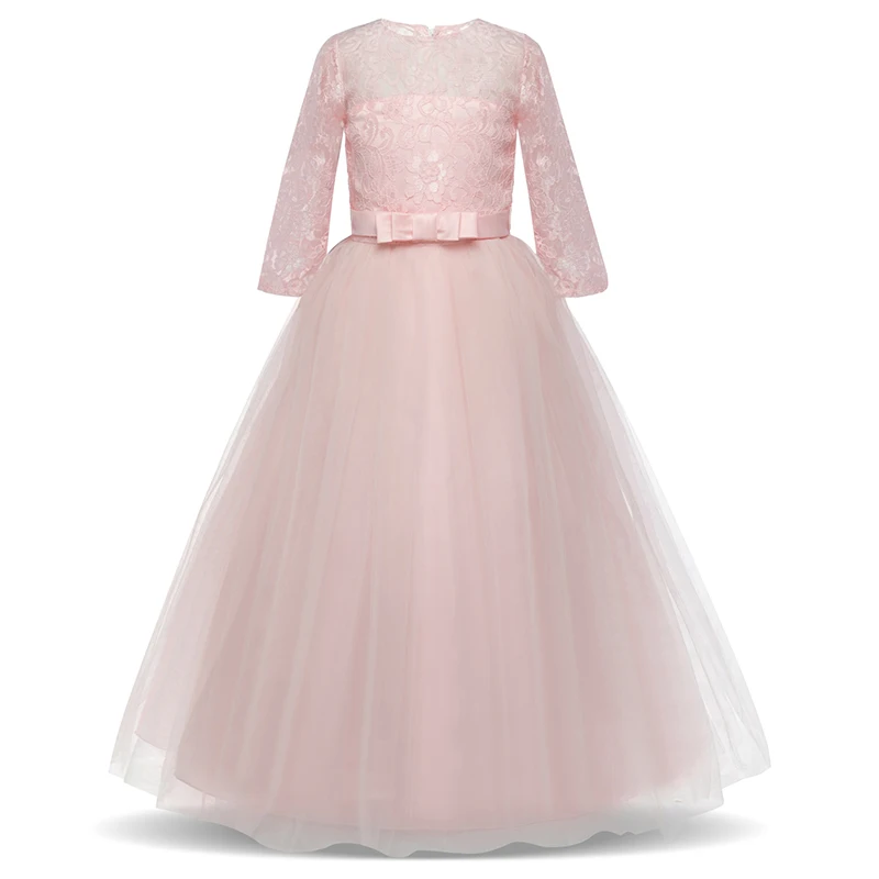 Длинное кружевное свадебное платье с цветочным узором для девочек, детское платье-принцесса для выпускного вечера, праздничная одежда для девочек, одежда для дня рождения для подростков 8, 9, 12, 14 лет