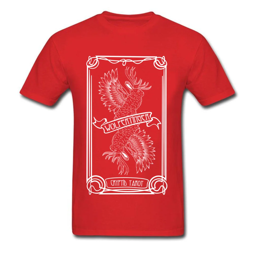 Summer Tops Shirt Summer/Fall 2018 Popular Round Neck 100% Cotton Fabric Tee-Shirt Men Tshirts Cryptid Tarot Series Wolpertinger Cryptid Tarot Series Wolpertinger red