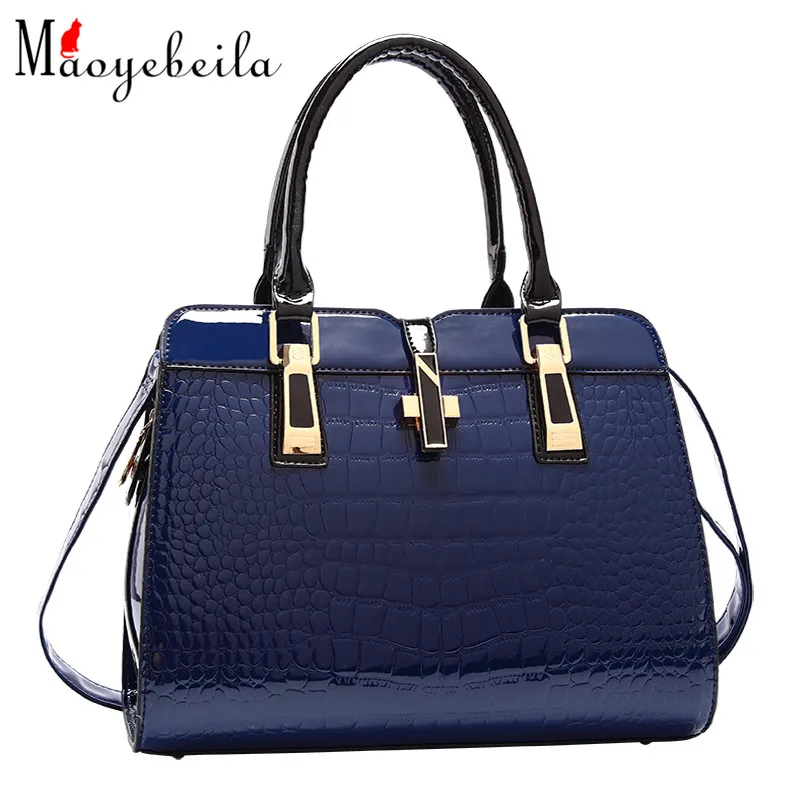 

Maoyebeila New Crocodile Grain Lady Handbag High Quality PU Leather Single Large Capacity Lattice Single Shoulder Bag For Woman