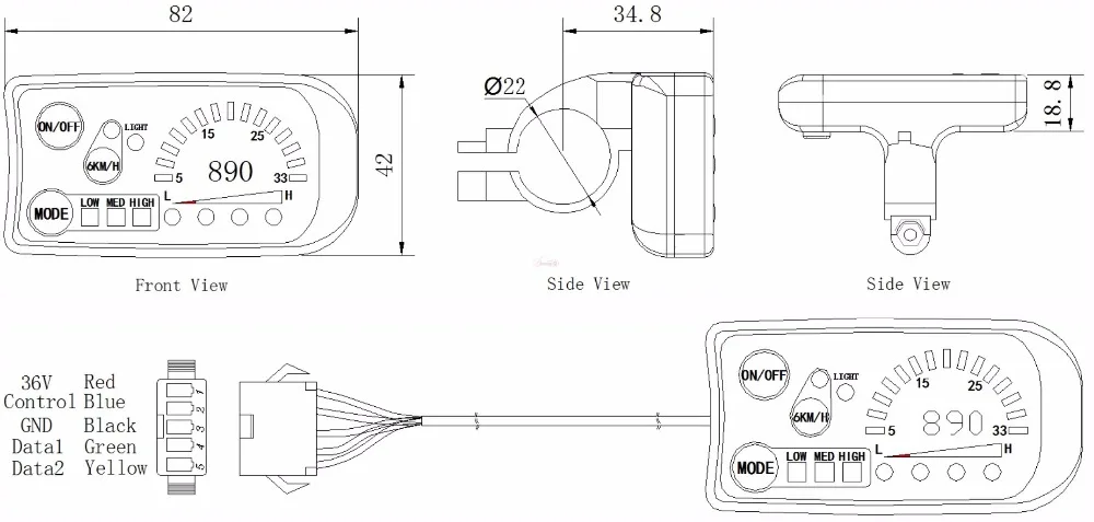 ConhisMotor 24V 36V 48 V, фара для электровелосипеда в 3-скоростной PAS LED890 Управление Панель Дисплей для совместимых Электрический велосипед DIY преобразования Управление;