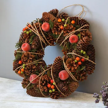 

Rustic Grarland Wreath Home Decoration Autumn Wedding Decors Wreath Country Fall Winter Christmas Wreath Natal Accessories