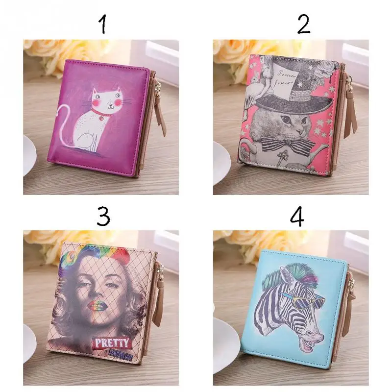 Женский винтажный кошелек Marilyn Monroe с рисунком кота из мультфильма тонкий