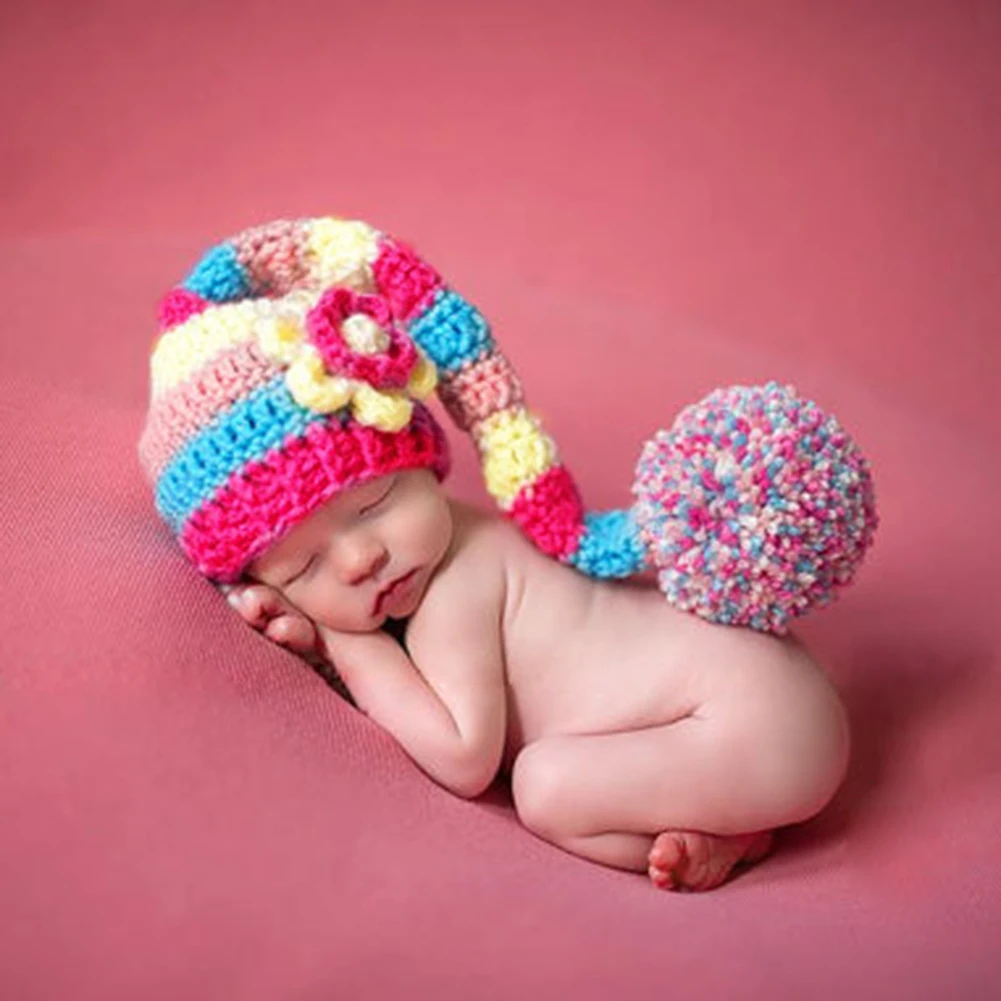 Newborn Photography Props Infant Costume Photo Pro Red Hat Baby Girls Boys Crochet Knit Costume Photography