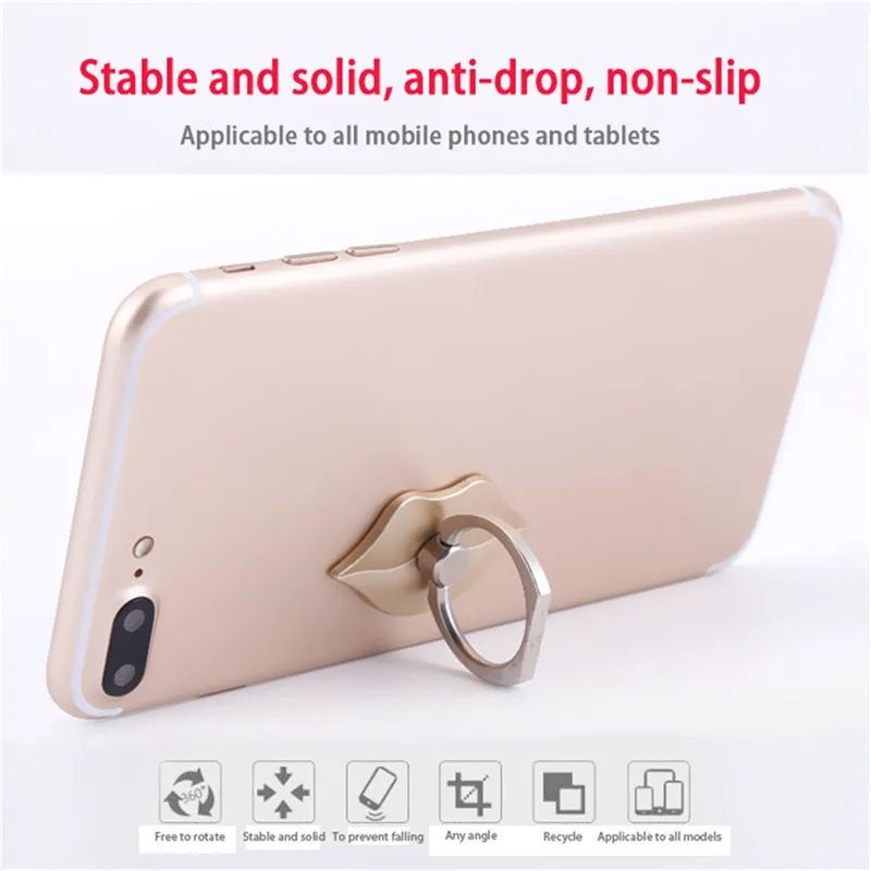 Universal Lip Shaped Cute Phone Holder Finger Ring Phone Stand 360 Degree Rotate for iPhone Samsung Huawei Ring Stand Holder