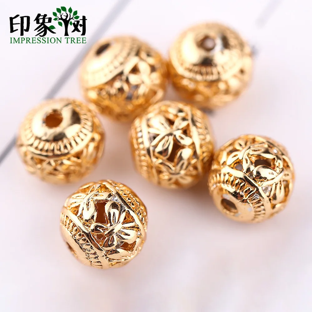 

10pcs 8mm Gold Plating Copper Hollow Round Butterfly Shape Charms For DIY Jewelry Making Bracelet Accessories 27076