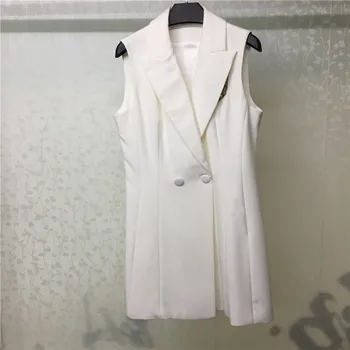 

Summer White Dress Women Elegant Sleeveless Dress With Beading 2018 Fashion Women Mini Dress