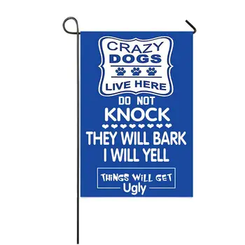 

Custom Crazy Dogs Live Here Designs Seasonal Garden Flags Set 12x18 inch Flags Double-Sided Polyester Durable