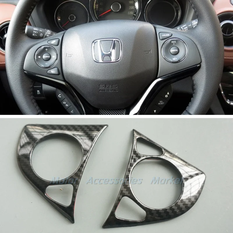 

New Sport Chrome Carbon Fiber Style Steering Wheel Trim for Honda Fit Jazz 2014 2015 2016 2017