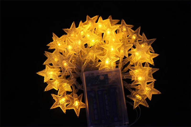 Светодиодный гирлянда в виде звезд, 1 м/2 м/5 м/10 м, светодиодный Сказочный свет, Рождественские Свадебные декоративные огни, работающий от батареи, мерцающие огни