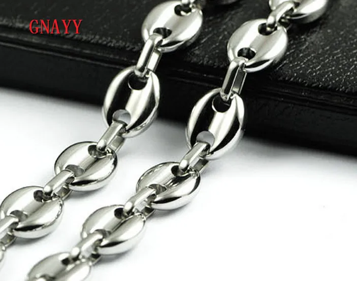 

GNAYY Jewelry Best sale Stainless Steel coffee beans chain Necklace bracelet 8 inch-40 inch choose silver