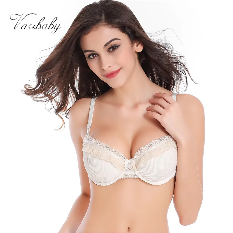 

Varsbaby Sexy Large Size Gather Adjustable Underwear Fashion Woman Bra Beige Color