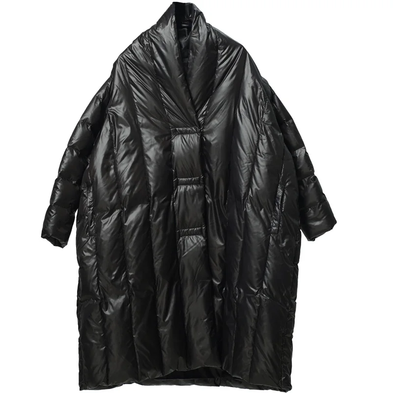 Белая куртка пуховик LYNETTE'S теплая длинная оригинальный дизайн тип мантии|jacket