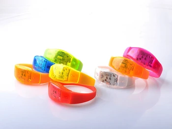 

50pcs/lot Fast shipping 9 colors Voice Control LED Bracelet Sound Activated Glow Bracelet Props For night cheer