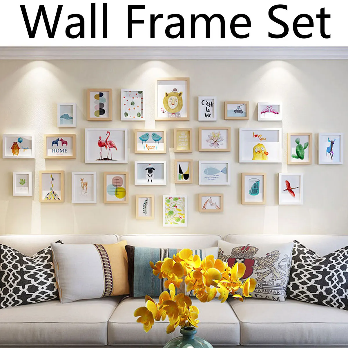 

26Pcs Nordic style Wooden Photo Frame Set Picture Wall Hanging Decor Collage Large Multi Set Frames for Home Coffee Shop Decor
