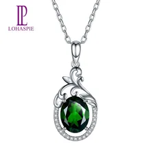LP алмазные ювелирные изделия Твердые 18K 750 Белое золото 2.0ct натуральный хромдиопсид драгоценный камень кулон для женщин мелкозернистый камень ювелирные изделия